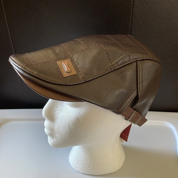 Jamont Brown Faux Leather Adjustable Cap NWT - Picture 2 of 6